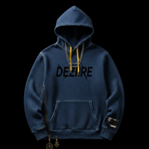 DEZIRE™ Industrial Denim-Fleece Hoodie – Raw Navy