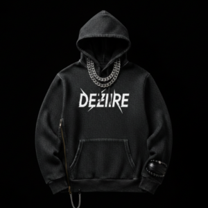 DEZIRE™ Industrial Denim-Fleece Hoodie – Midnight Black